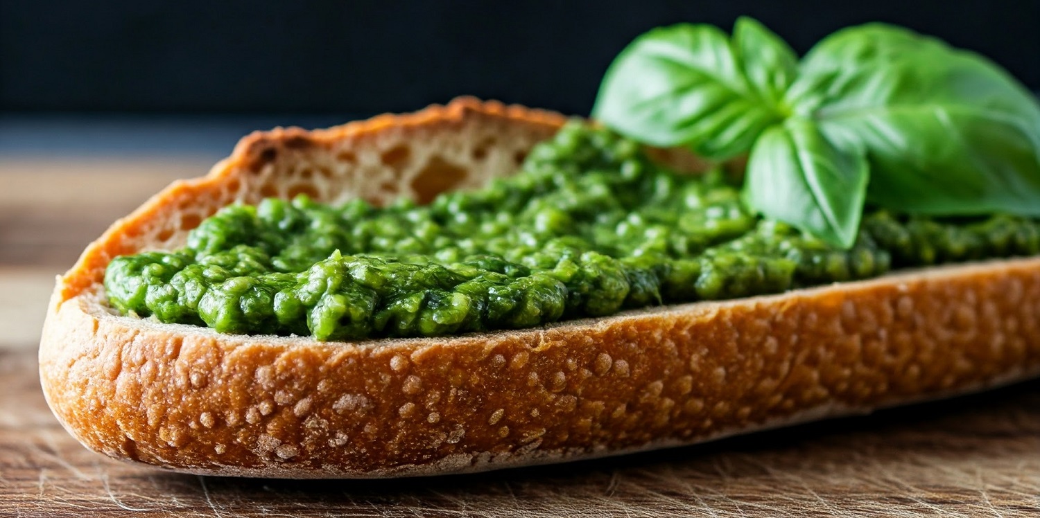 bylinkové pesto na bagetě